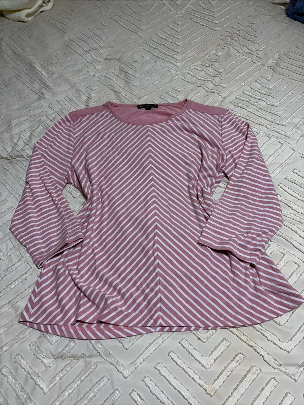 Women's Pink & White Striped Long-Sleeve Tee